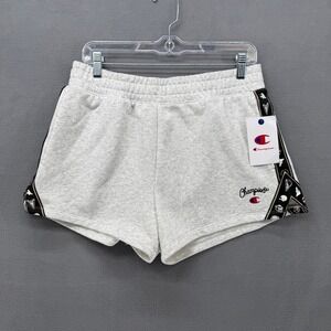 Champion Womens Gray Sports Motif Side Stripe Athletic Shorts M NWT